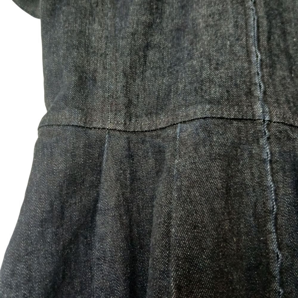 GAP Chambray Fit-and-Flare Dress Indigo Blue Cap Sleeves Pockets Mini Zip Back - Picture 5 of 11